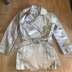 Chico’s silver leather coat